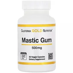 Мастикова смола California Gold Nutrition Mastic Gum 500 мг 60 вегетаріанських капсул