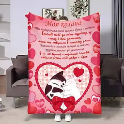 Плед 3D з побажаннями для закоханих Обійми котиків 4397_A 17860 160х200 см
