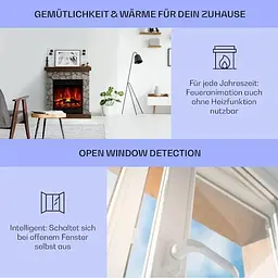 Електричний камін Klarstein Lienz 1800 Вт 30 м² (10034124) - мініатюра 3