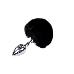 Анальна пробка з пишним хвостом Alive Fluffly Plug S, 7х3.2 см, чорна