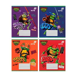 Зошит Kite Ninjia Turtles, 12 аркушів, коса лінія (NT26-235), в асортименті