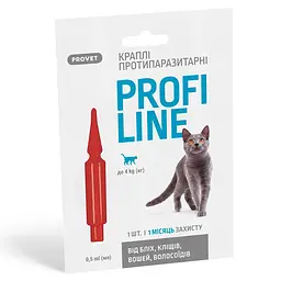 Каплі ProVET Profiline для кішок до 4 кг 1 піпетка 0.5 мл інсектоакарицид - мініатюра 3