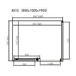 Душова кабіна Dusel A-515 100x80x190 прозоре, Хром, Універсальна, прозорий, хром, 100x80 - мініатюра 2