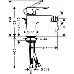 Змішувач для біде Hansgrohe Talis E 71720000 Хром - мініатюра 2