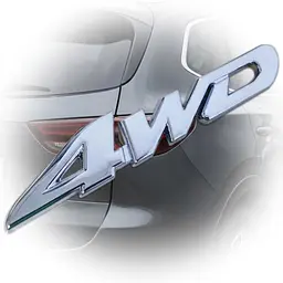 Емблема напис 4WD 110х20 мм Хром на скотчі метал (Завод)