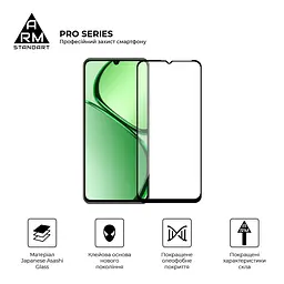 Захисне скло на Realme C63 4G/C61 4G/Note 60 4G/Note 60X 4G з олеофобним покриттям, Pro, повне проклеювання, антистатичний і пиловідштовхуючий шар, 9H, самоклеючеся, 2.5D, на весь екран, антистатичний клей, ArmorStandart (ARM78445) - мініатюра 2