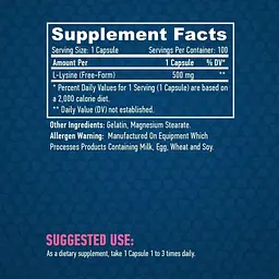 Амінокислота L-Лізин Haya Labs L-Lysine 500 мг 100 капсул - мініатюра 3