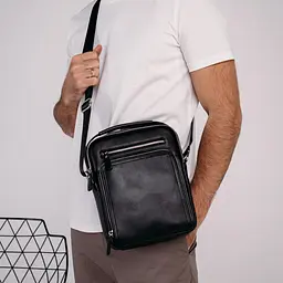 Барсетка чоловіча шкіряна через плече Tiding Bag M5608-1A - мініатюра 6
