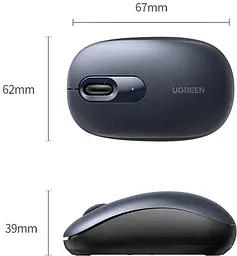 Мишка бездротова MU105 UGREEN Portable Deep Blue (90550) синя - мініатюра 7