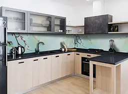 Кухонний фартух Весняні котики вінілова для кухні 65х250 см Рослини Блакитний Happy Pocket Z184624 - мініатюра 4