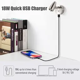 Поворотний світлодіодний світильник для дому на колесах зі швидким USB-зарядним пристроєм Campervan 12V Reading Light - мініатюра 6