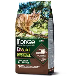 Сухий корм MONGE BWILD CAT Беззерновий для дорослих кішок великих порід з 2-х місяців з буйволом 1,5 кг