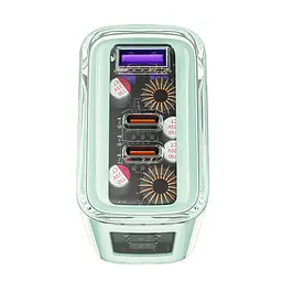 Мережевий зарядний пристрій Acefast A45 USB/2 Type-C QC PD PD65W GaN бірюзовий - мініатюра 3