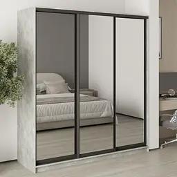 Шафа-купе тридверна MebelStar Стандарт BG 3 Дзеркала 190x45x210 см Бетон (MBS-8485)