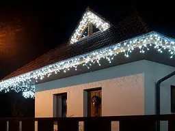 Новорічна святкова гірлянда бахрома 120 Led прозорий провід 3х0.5 м холодний білий - мініатюра 7