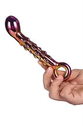 Фалоімітатор Glamour Glass Ribbed G-Spot 18 см мульті - мініатюра 5