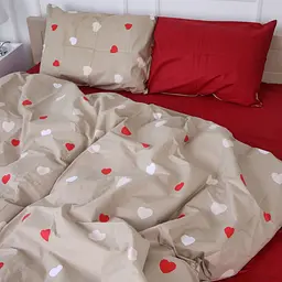 Простирадло MirSon Бязь 17-4750 Multicolored hearts 150х220 см червоне (2200008933401) - мініатюра 2
