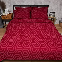 Комплект постільної білизни Moon&Star Бязь Gold Люкс Burgundy Charm двоспальний 175х210 наволочки 4х50х70 - мініатюра 4