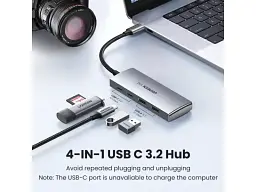 USB-хаб UGREEN CM480 USB-C 4-port Adapter 10G Space Gray (30758) - миниатюра 2