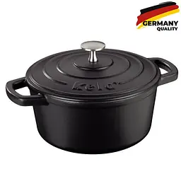 Каструля чавунна з кришкою KELA Calido чорна 21 см 2,5 л (12470)
