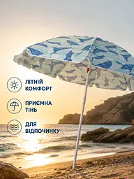 Пляжна парасолька ромашка 2 м синя з дельфінами від сонця з Anti-UV покриттям і чохлом (49676293) - мініатюра 9