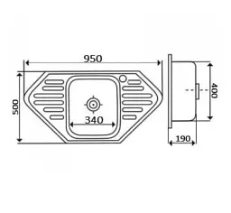 Мийка кухонна Kraft 9550 E Satin 2 крила 950х500х180x0,8 мм Нержавіюча сталь 30412 - мініатюра 2