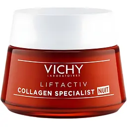 Нічний антивіковий крем-догляд Vichy Liftactiv Collagen Specialist Night Cream з ефектом корекції зморшок надання пружності та відновлення сяйва 50 мл (MB275500)