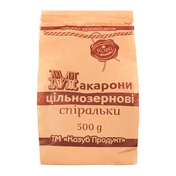 Макаронні вироби Козуб продукт Спіральки, цільнозернові, 500 г (689387) - мініатюра 2