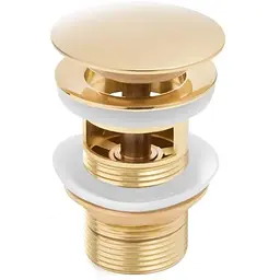 Донний клапан для умивальника Yoka click-clack L.gold з переливом BK.POP-14-ZP-GLD, Золотий