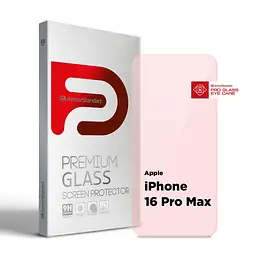 Захисне скло для Apple iPhone 16 Pro Max, Pro Eye Care, прозоре, загартоване 2.5D скло без рамки, глянцеве, повне проклеювання, захист зору від шкідливого випромінювання, ArmorStandart (ARM80306)