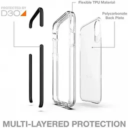 Чохол Gear4 Piccadilly D3O для iPhone X / iPhone XS Black + Прозорий - мініатюра 4