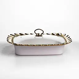 Мармітниця порцелянова Yiwu Tiffany 2 л квадратна зі скляною кришкою на металевій підставці 38х30х7 см з підігрівом для перших страв SX42-3