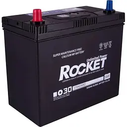 Автомобільний акумулятор Rocket 45Ah ASIA +/- ТК 430CCA SMF 55B24R без нижн. бурт + перехідник під клему STD