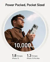 Портативний зарядний пристрій Anker MagGo 10000 mAh Qi2 15W + USB-C PD 27W Білий (7181286) - мініатюра 4