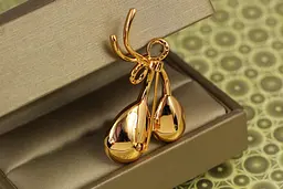 Брошка Xuping Jewelry Дві крапельки з фіолетовими каменями Сваровські 4,7 см золотиста - мініатюра 2
