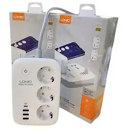Мережевий фільтр LDNIO SEW3452 подовжувач 3 розетки 3 USB 1 Type-C WiFi управління білий - мініатюра 4