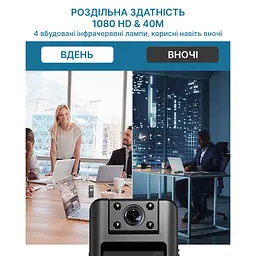 Нагрудний відеореєстратор BOBLOV A22 1080p з диктофоном, поворотним об'єктивом, дисплеєм, кутом огляду 160° - мініатюра 3