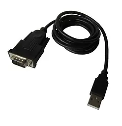 Адаптер USB Dynamode, чорний, USB 2.0 – RS-232 (COM), 1.5 м, чіпсет FT232RL (FTDI-DB9M-02)