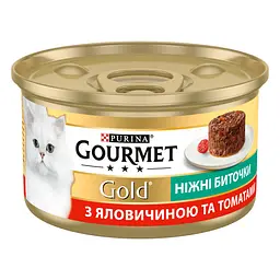 Упаковка вологого корму для котів Gourmet Gold Ніжні биточки з яловичиной та томатами 1.02 кг (85 г x 12 шт.) - мініатюра 3