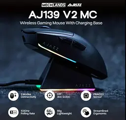 Мишка ігрова бездротова AJAZZ AJ139 V2 MC black - мініатюра 4