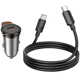 АЗП Hoco NZ16 Rigorous PD30W (1USB-C) + кабель Type-C to Type-C Metal grey - мініатюра 2