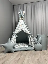 Намет-вігвам Кумедні звірята 4 з матрасиком БОНБОН та кошиком для іграшок Повний комплект 0448 - мініатюра 4