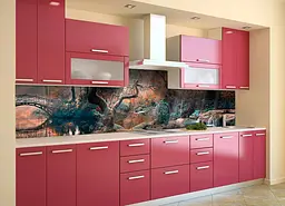 Кухонний фартух Казковий Міст наклейка ПВХ ліс малюнок Природа Коричневий 65х250 см Happy Pocket Z180495 - мініатюра 2