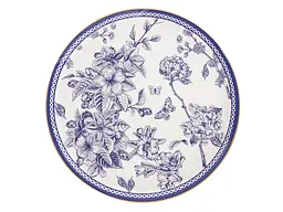 Тортівниця Alba ceramics Butterfly на ніжці з кришкою 30 см біла з синім (769-001) - мініатюра 3