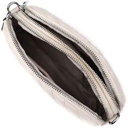 Модна сумка прошита трикутниками з натуральної шкіри Vintage 22910 біла - мініатюра 7