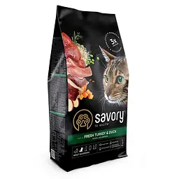 Сухий корм Savory Adult Cat Gourmand Fresh Turkey & Duck 2 кг для дорослих примхливих кішок (індичка та качка) - мініатюра 2