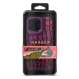 Кожаный чехол для Apple iPhone 14 Pro Max, Harder Kaiju Skin, фиолетовый, термополиуретан ТПУ + экокожа с эффектом текстуры монстра, панель, защита корпуса, противоударный, микрофибра, рамка вокруг камеры, защита всего корпуса, (ARM76866) - мініатюра 3