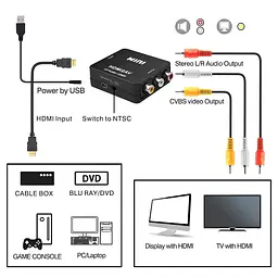 Перехідник HDMI в AV (RCA тюльпан) адаптер. Чорний - мініатюра 6