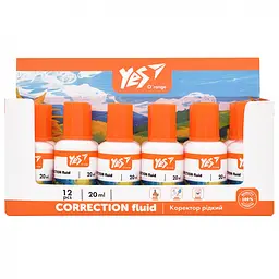 Коригувальна рідина, Yes Orange Line, 20 мл, з пензликом, 12 шт. в упаковці