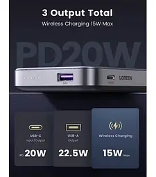 Зовнішній акумулятор Ugreen PB206 10000mAh 20W Mini Magnetic Wireless (15086) - мініатюра 7